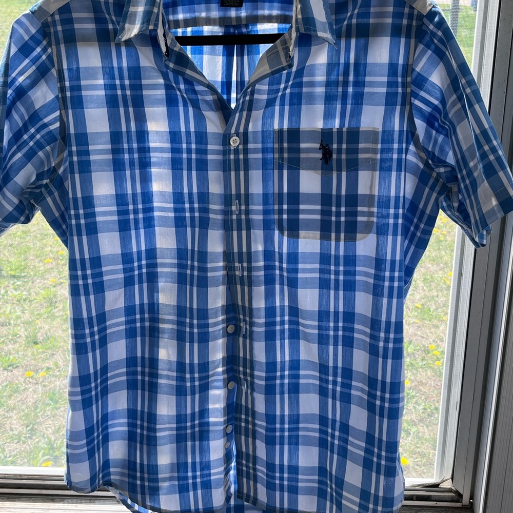 U.S. Polo Assn. Blue and White Casual Button Down Shirt